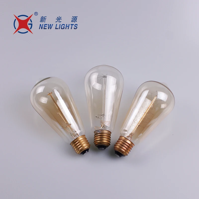 Оптовая продажа китайского производства e27 янтарного стекла лампы 40 w 60 w ST58 st64 Эдисон лампочка