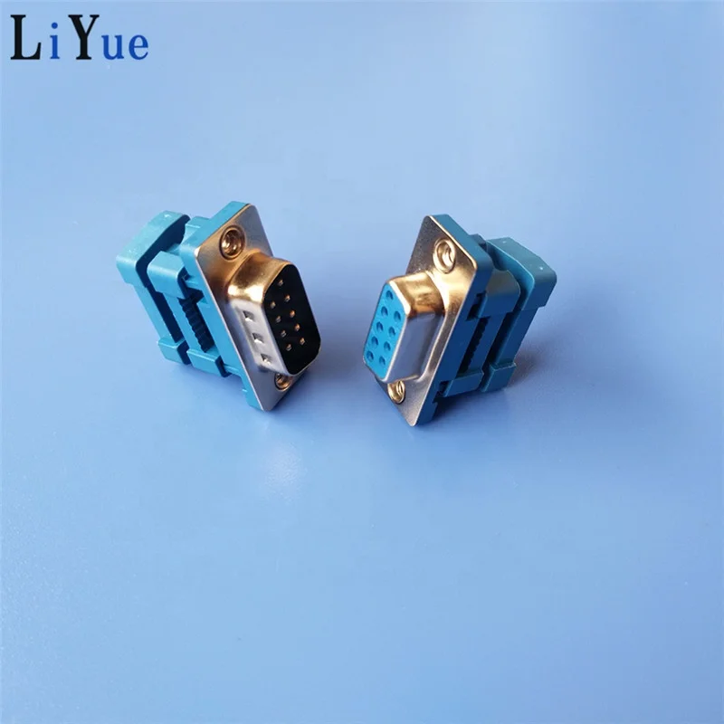 Blue insulation solder normal type 9pin female D-sub connector