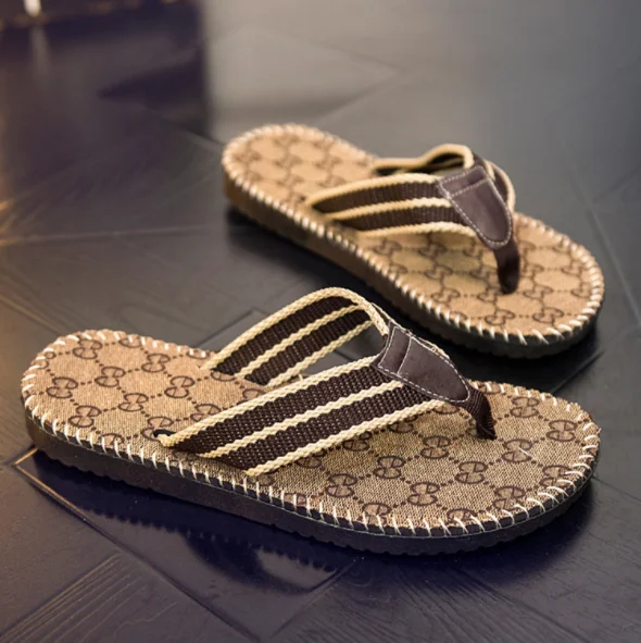 2019 new design summer anti slip flat flip flops for men beach cotton custom wholesale slippers