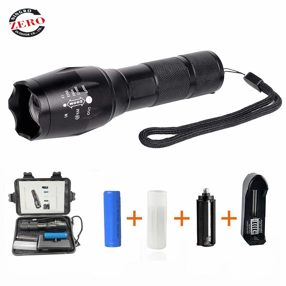 
Handheld Portable Aluminum 18650 Adjustable Focus XML T6 Zoomable Police Tactical Waterproof Military LED Flashlight 