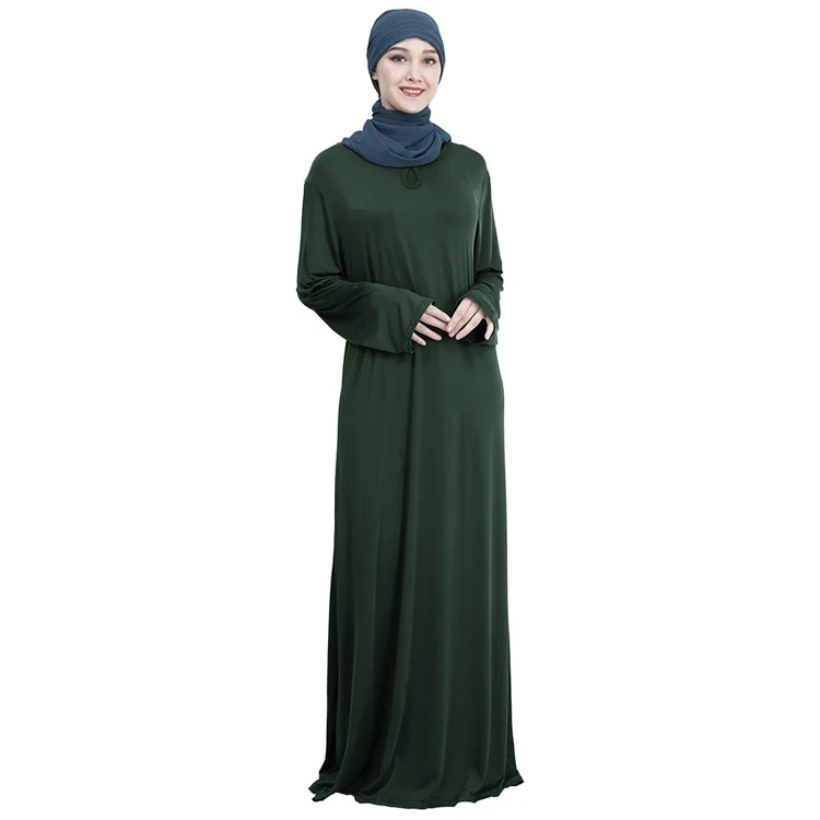 New Fashion Solid Color Maxi Size Arab Abaya Muslim Women Long Dress
