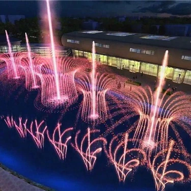 business music lake floating water fountain