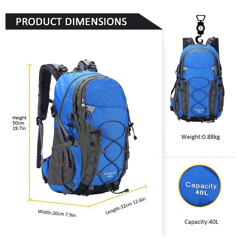 Легкий походный рюкзак 40 л для кемпинга, альпинизма, велоспорта, рыбалки