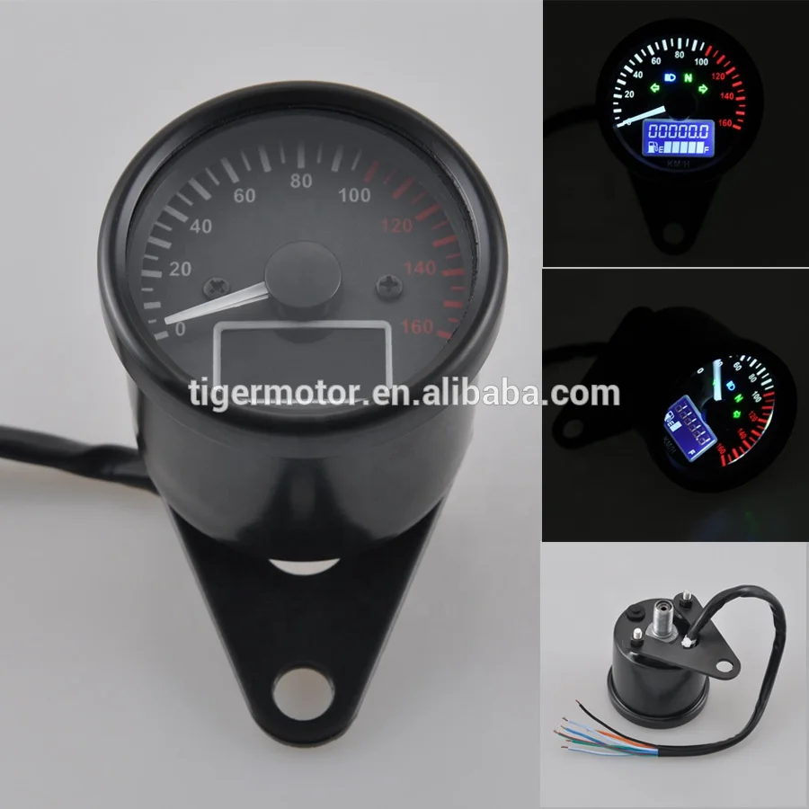Universal Motorcycle LCD Digital 12000RPM Tachometer Speedometer Odometer Black Factory Direct Sales