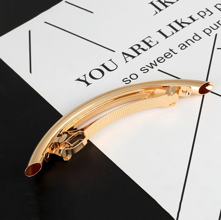 Creative Simple Design Golden Plated Alloy Hair Clips Jewelry Barrettes for Women