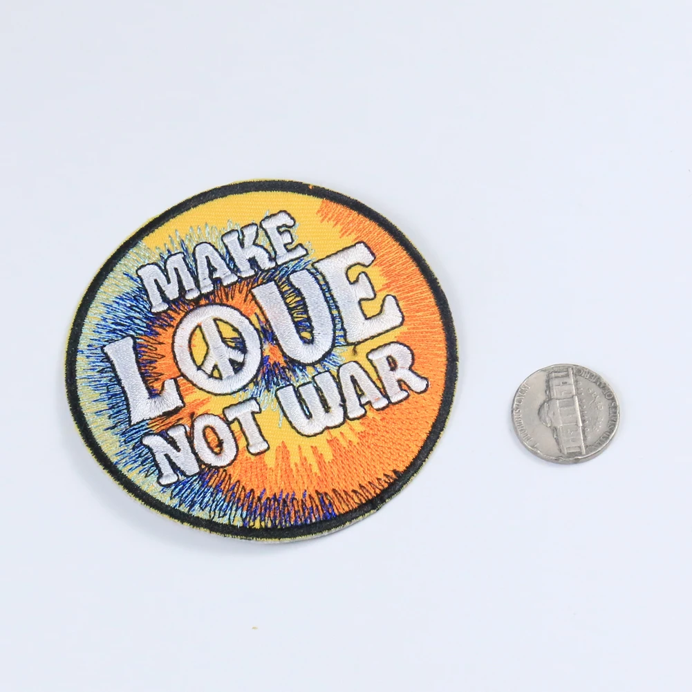 
Sewing Supplies Make Love Not War Letter Peace Sign Iron on Applique Sewing Fabric Patchwork DIY Embroidered Embellishments 