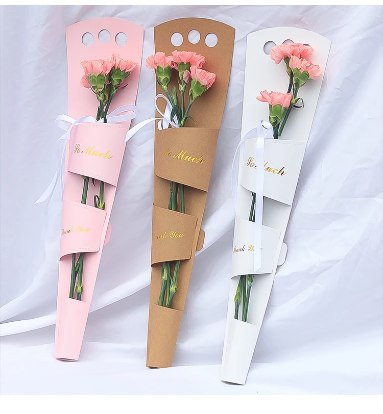 
custom printed luxury preserved cardboard gift rose long cone single flower boxes 