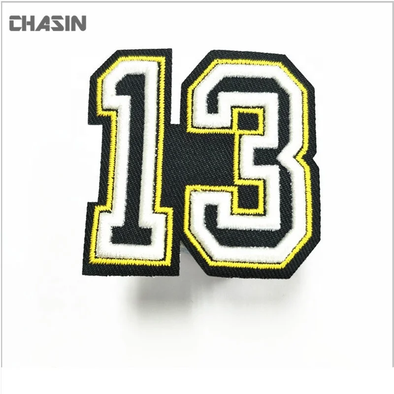 Cheap Heat Press Twill Embroidered Number Patch For Jerseys