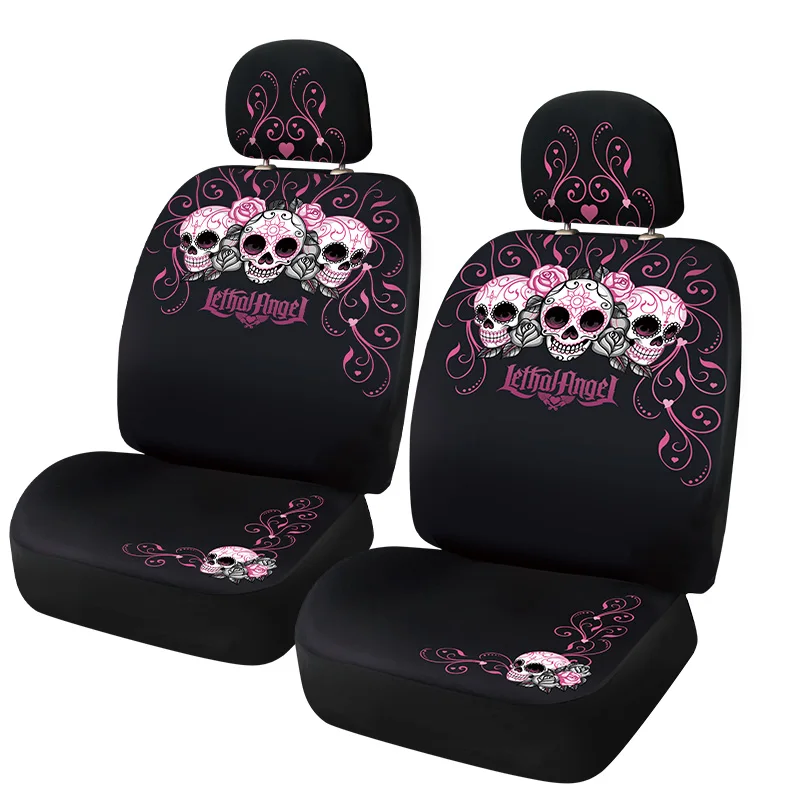 Лицензионный чехол для автомобильного сиденья с имитацией летальной опасности, универсальные чехлы для сидений с 2 переднями