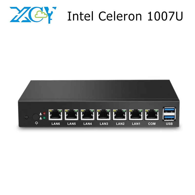 XCY pfsense брандмауэр Мини ПК Celeron 1007U 1037U X86 6 LAN настольный компьютер 6 RJ45