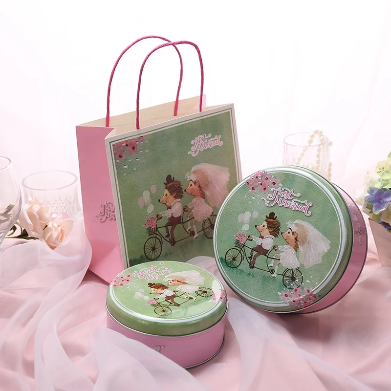 Metal Custom Printed Round Cookie Biscuit Tin Box