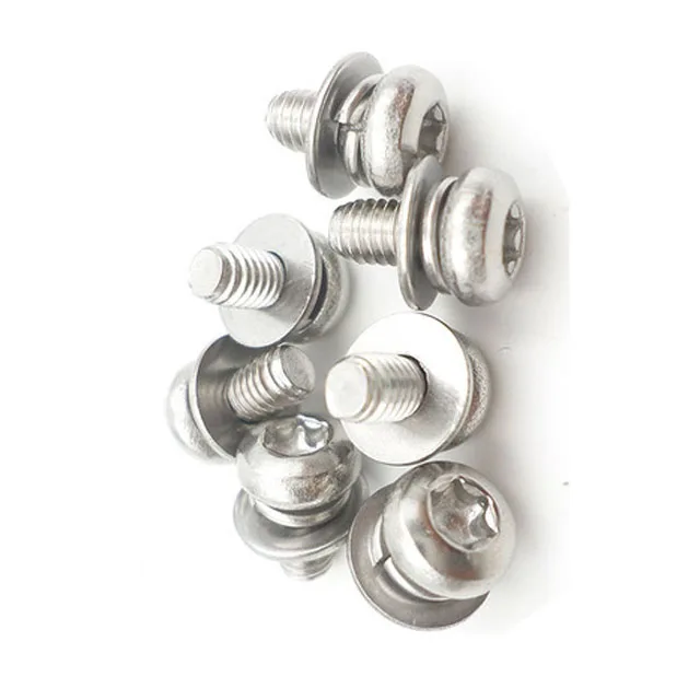 Authentic Stainless Steel 304 Plum-groove Round Head Flat Spring Cushion Combination Screw GB2672 Combination M6 Series