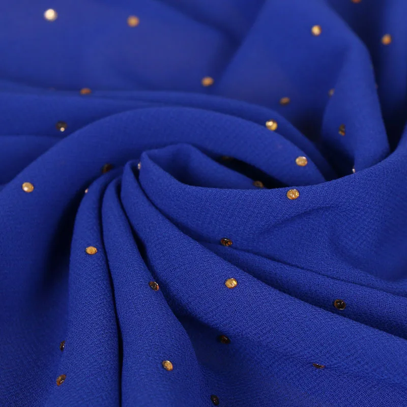 Wholesale Fashion Plain Ladies Scarves Shawls Instant Muslim Women Chain Rhinestone Hijab Chiffon Scarf