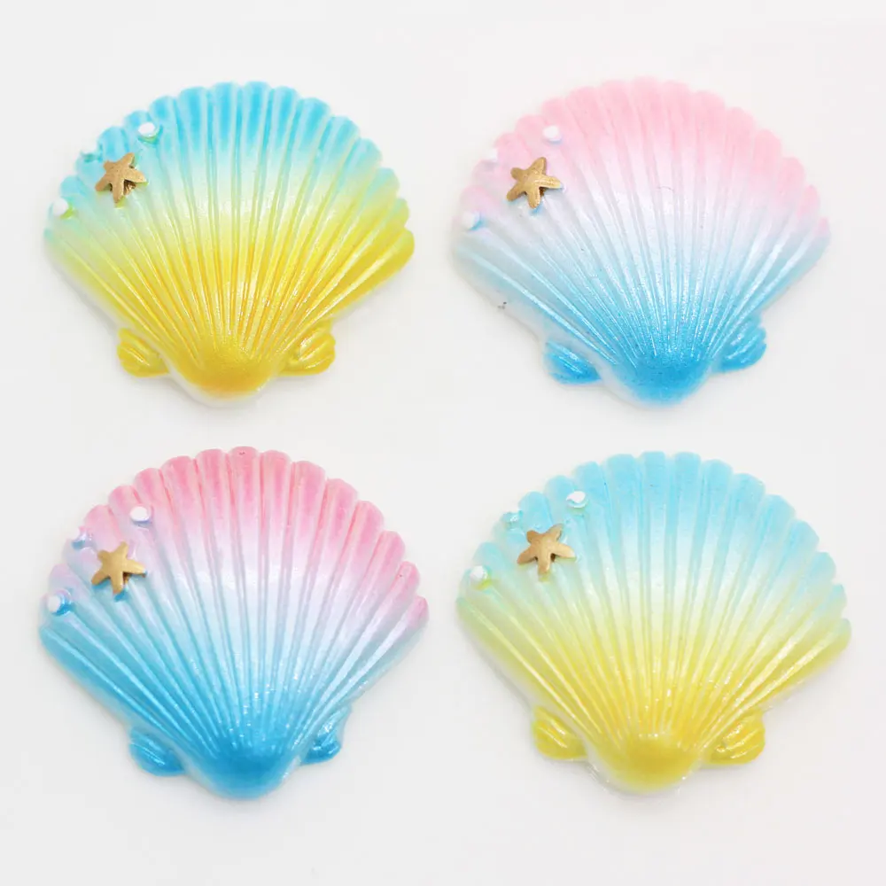 Kawaii Pastel Shell Flatback Cabochons Summer Tropical Mermaid Sea Shells Cabochons Ornament or Scrapbook DIY Crafts