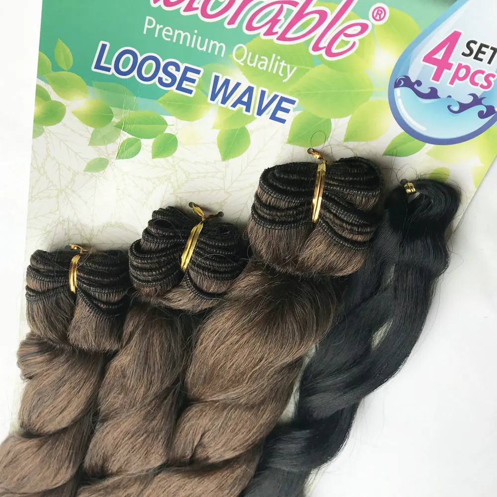 Adorable Wholesale heat resistant synthetic hair weft 4pcs body loose deep wave synthetic hair weaving free braid mixed T1b27