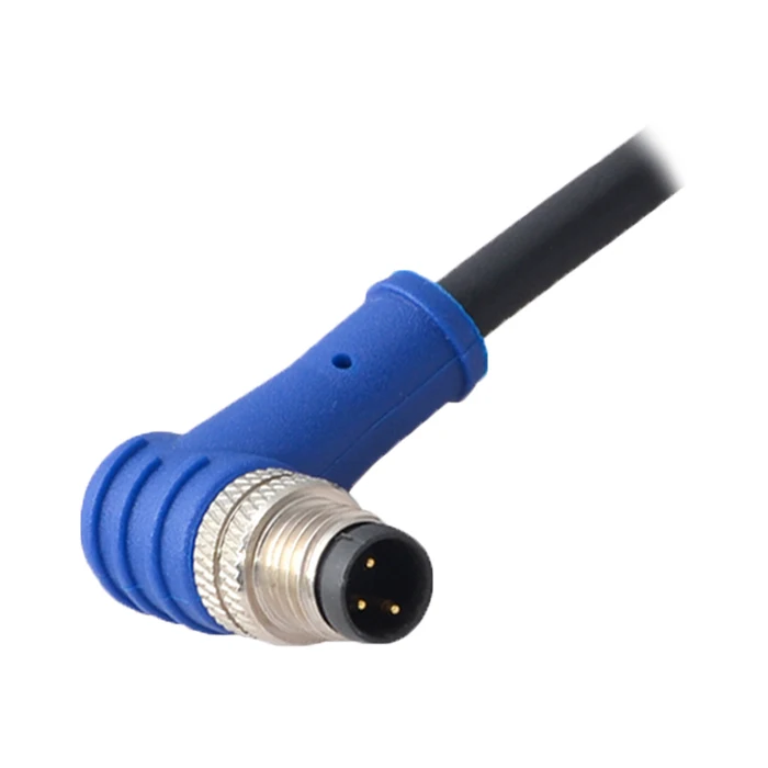 IP67 Waterproof 3 plug m8 right angle cable connector