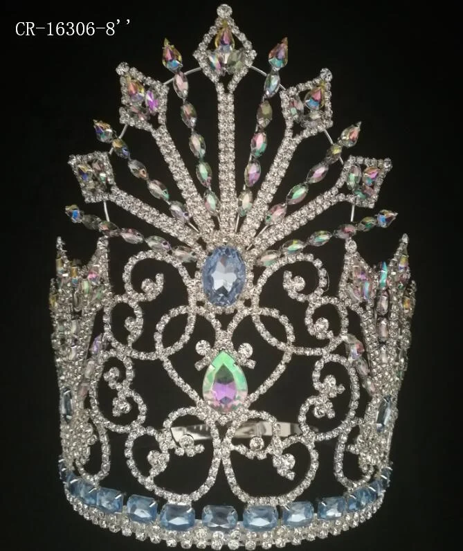 2023 Round Rhinestone Princess Tiara Queen Crown Large Custom Miss World Pageant Crown