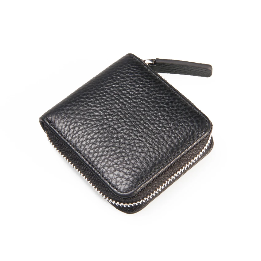 high quality Half Zipper Credit Card Case Ladies Leather Coin Purse Wallet cute round coin bag wallet