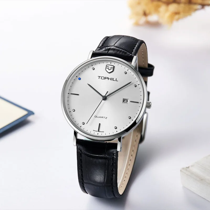 TOPHILL Fashion Japan Quartz Movement Man Leather Watch