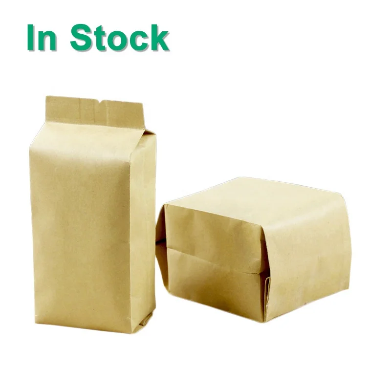 Side Gusset Metallized Kraft Paper Aluminum Foil Lined Heat Sealable Food Storage Packaging Pouches With Tear Notch