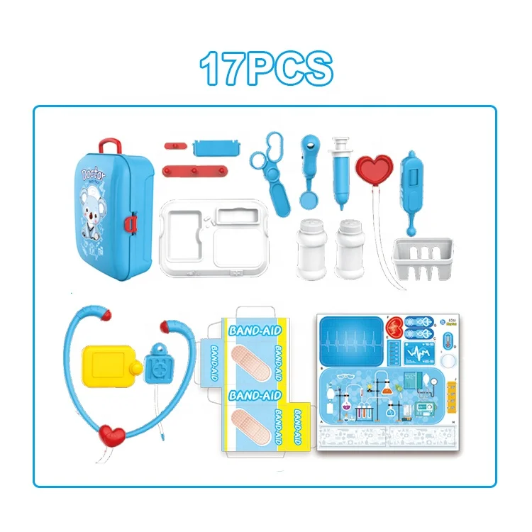 Best selling toys 17 pcs play preschool toy backpack pretend doctor kit for kids