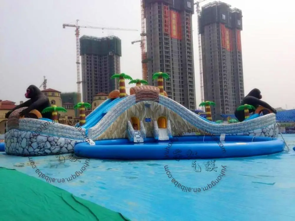 inflatable commercial water park/ inflatable moving water park with slide and pool