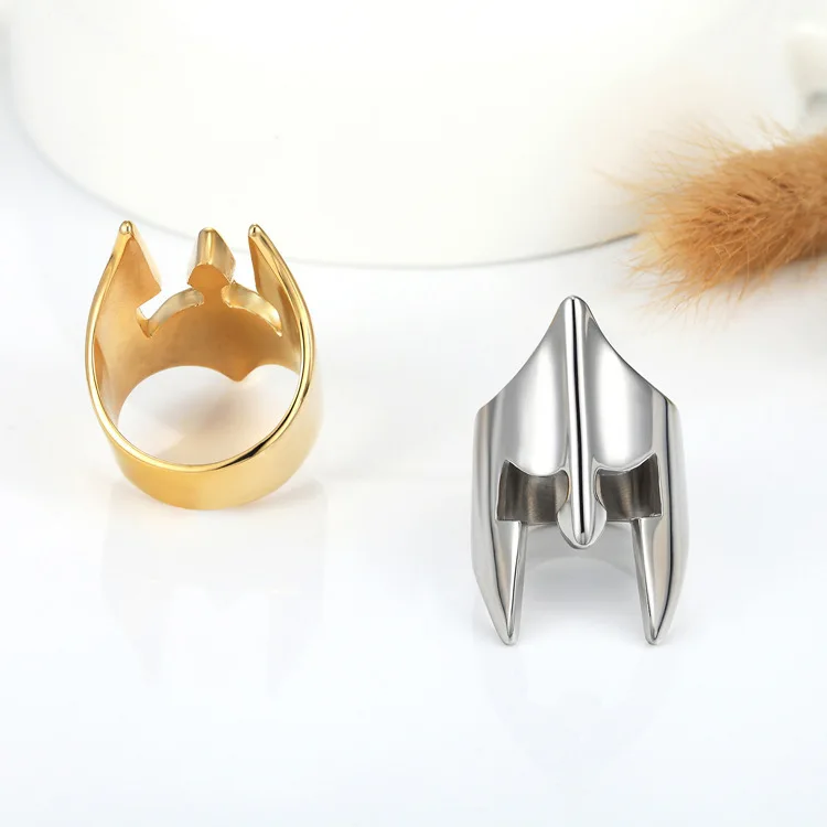 Promotion Stainless steel biker ring spartan helmet movie sparta Gladiator Roman style helmet ring
