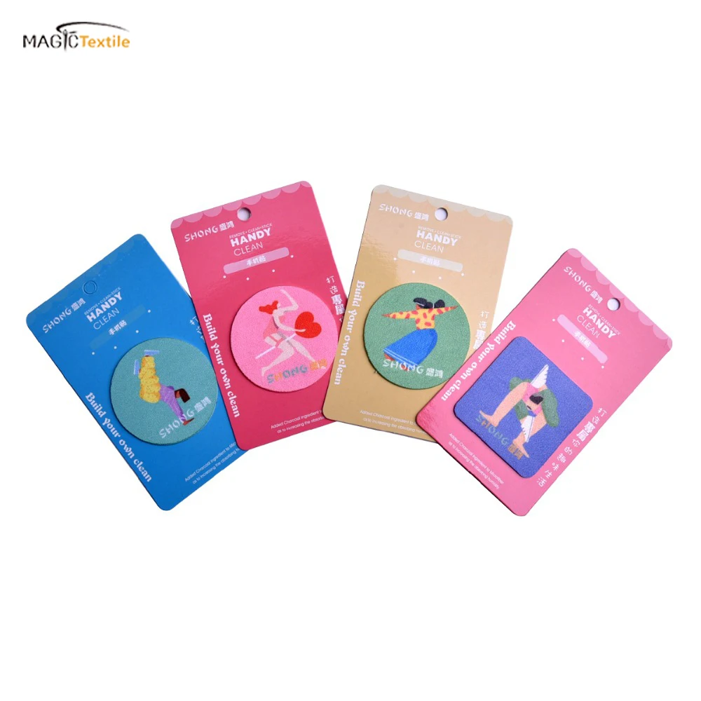 Free samples microfiber adhesive cell phone cleaner screen cleaning sticker