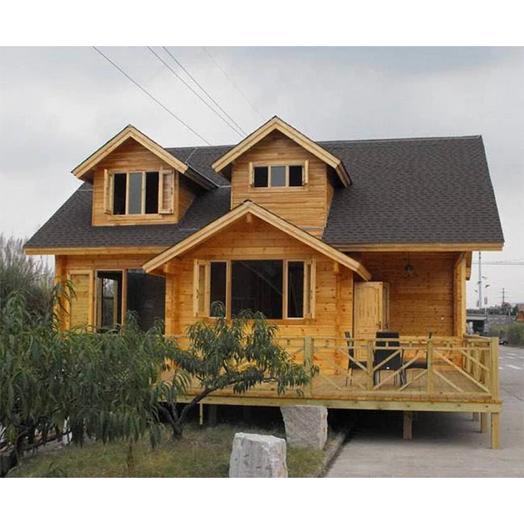 Prefabricated 2 - storeys Log Material and House Use wood houses and villas