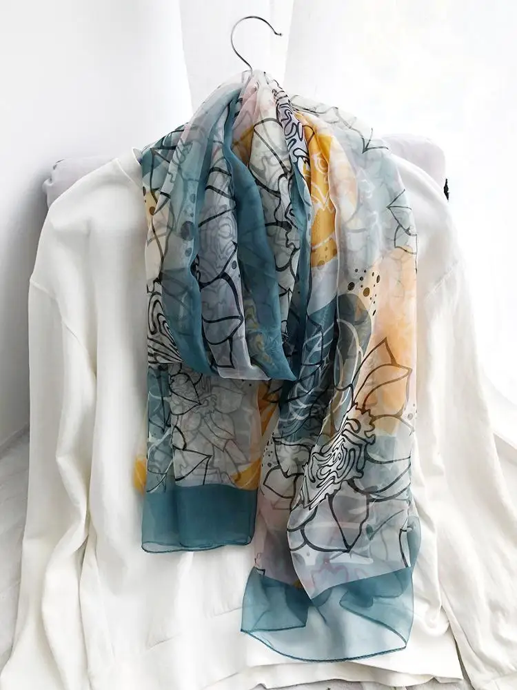 
Rulan 2021 long design printed chiffon hijab muslim women palestinian scarf 