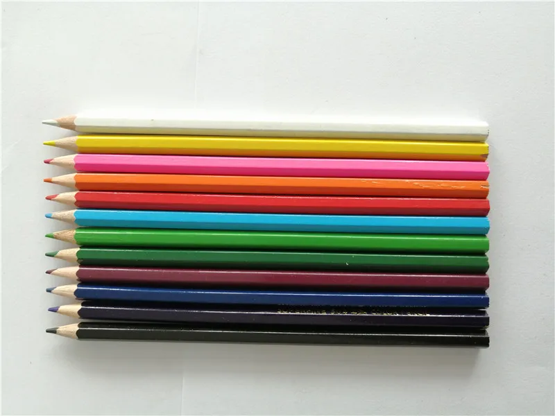 Office And School Use Best Quality Color Box Color Lead 7 Inch Round Triangle Hexagonal Shape Wooden Color Pencil Set