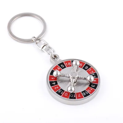 Custom Stainless Steel turntable steering wheel compass keychain