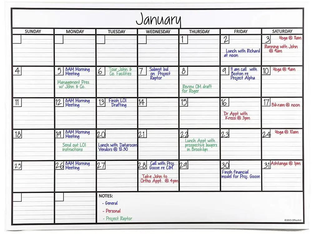 14 x 14  Two Three Month Large Office Supplies Dry Erase Lamination Schedule Calendar