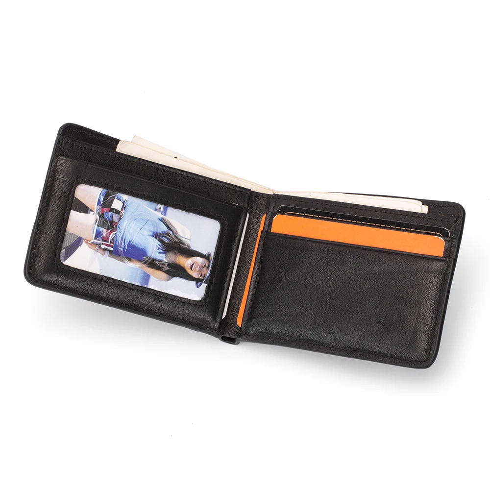
Wholesale Top Grain Cow Leather Wallet Factory Credit Card Holder Purse RFID Blocking Small Unisex Wallet for Men 
