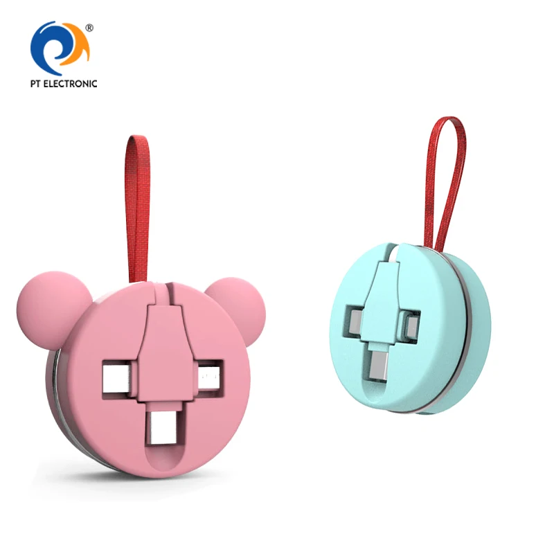 2019 New Trending Portable Lanyard Keychain USB 3 in 1 Cable for Cell Phone Chargers Data Line