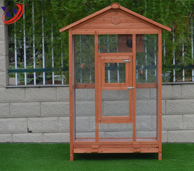Antique Outdoor Wooden Bird Cage Canary Large With Run AV067