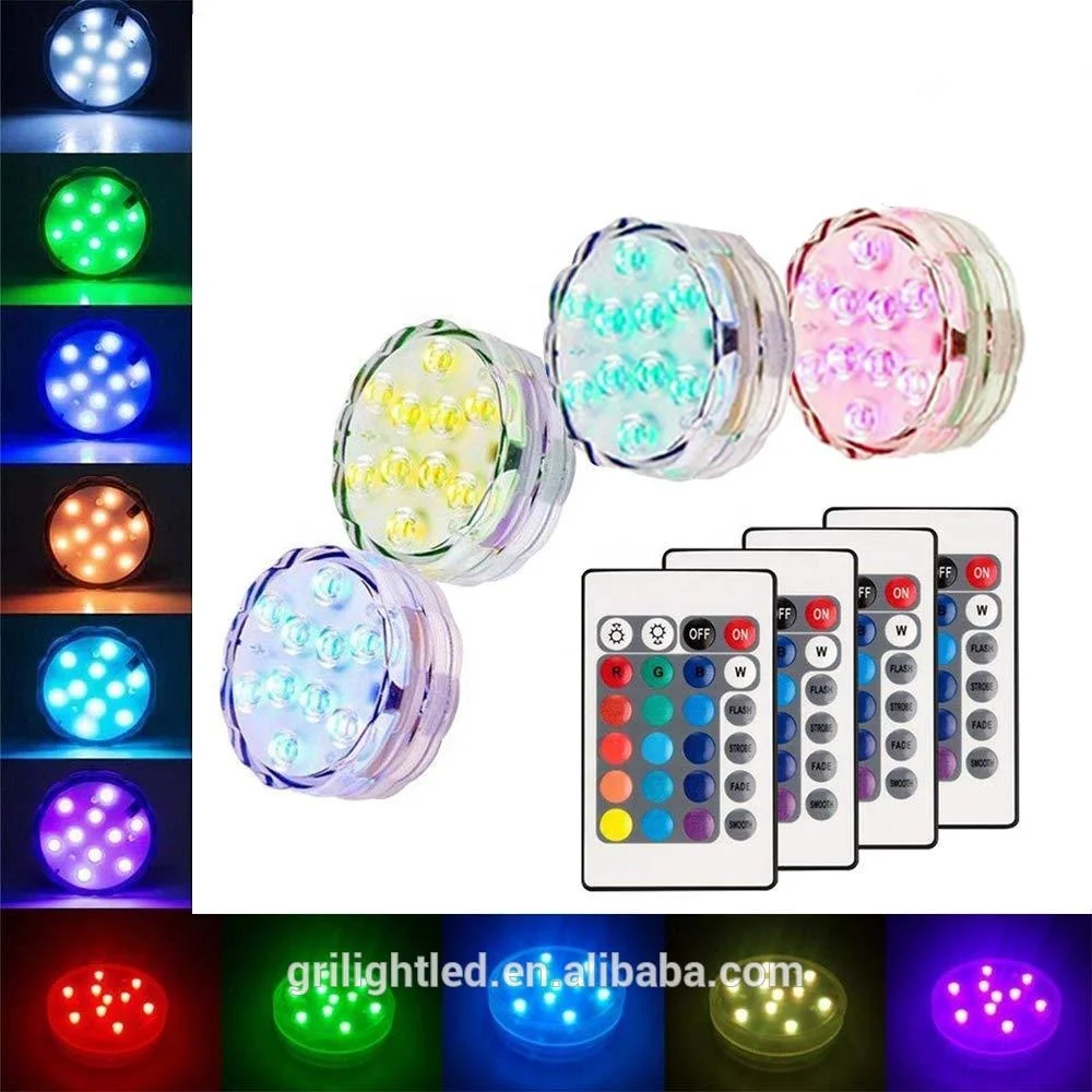 RGB ir remote pond tea light waterproof submersible lights decorative led flower vase light