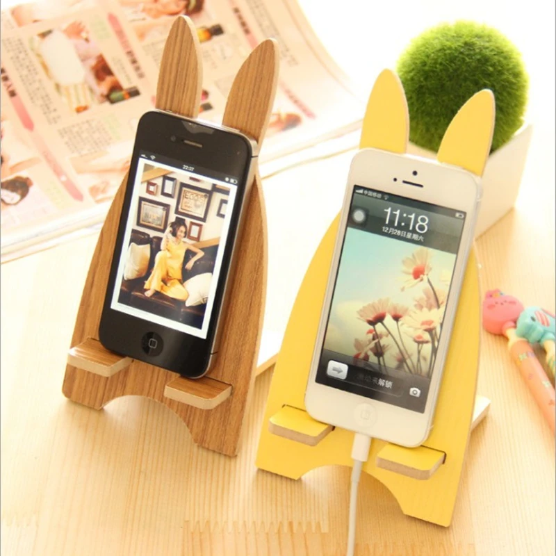 
Amazon hot selling Cute cartoon rabbit wooden holder cell phone bracket lazy phone holder mobile phone holder 