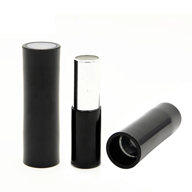 Manufacturer wholesale customized logo window opening fancy round lipstick tube container matte with matte black aurface