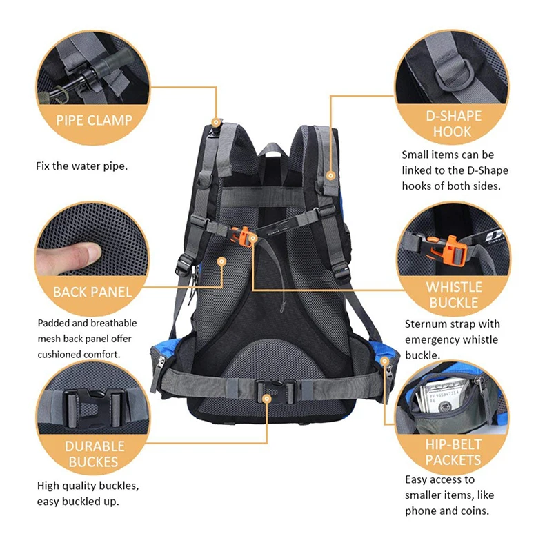 Легкий походный рюкзак 40 л для кемпинга, альпинизма, велоспорта, рыбалки