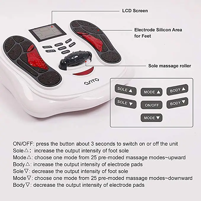 EMS TENS Electric Foot Massager Foot Circulation Machine Foot Energizer Relieve Feet, Legs Ankles Pain Massager