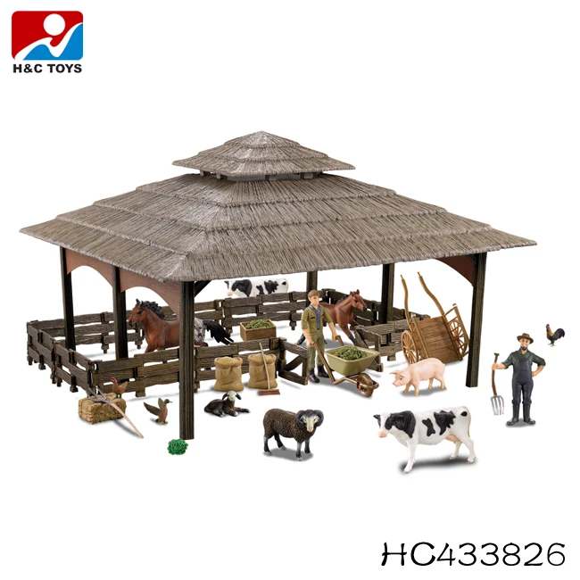 Wholesale happy kid toy farm house toy plastic mini animal farm toy