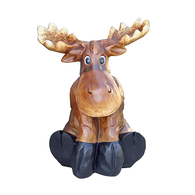 Wholesale Cute Christmas Sitting Resin Moose Statue