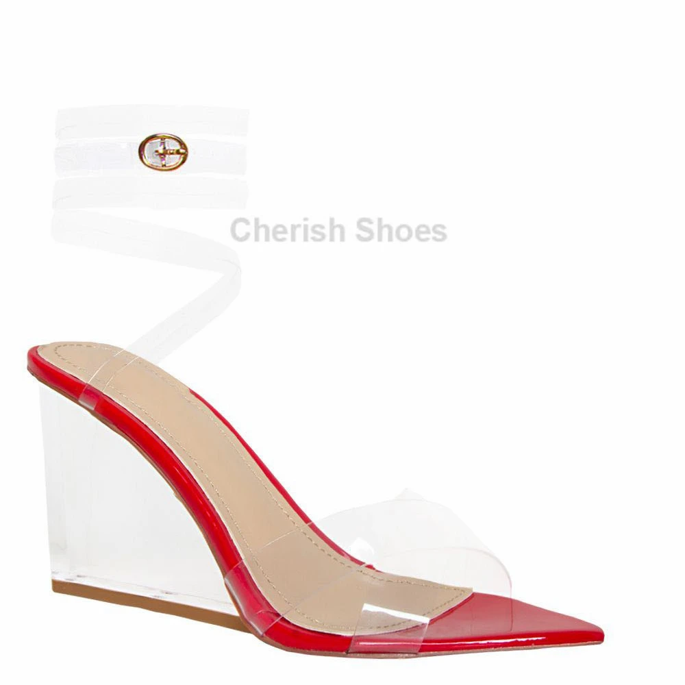 Wholesale Ladies sexy high wedge platform sandal clear perspex Wedge Platform Sandals for women
