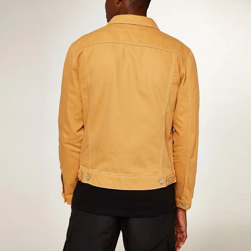 Wholesale Custom Latest  Custom Long Sleeve Yellow Oversize Denim Jackets For Men