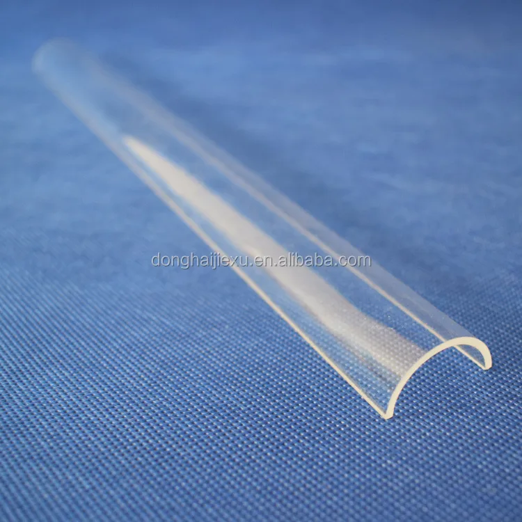 Polished clear half round quartz glass tube