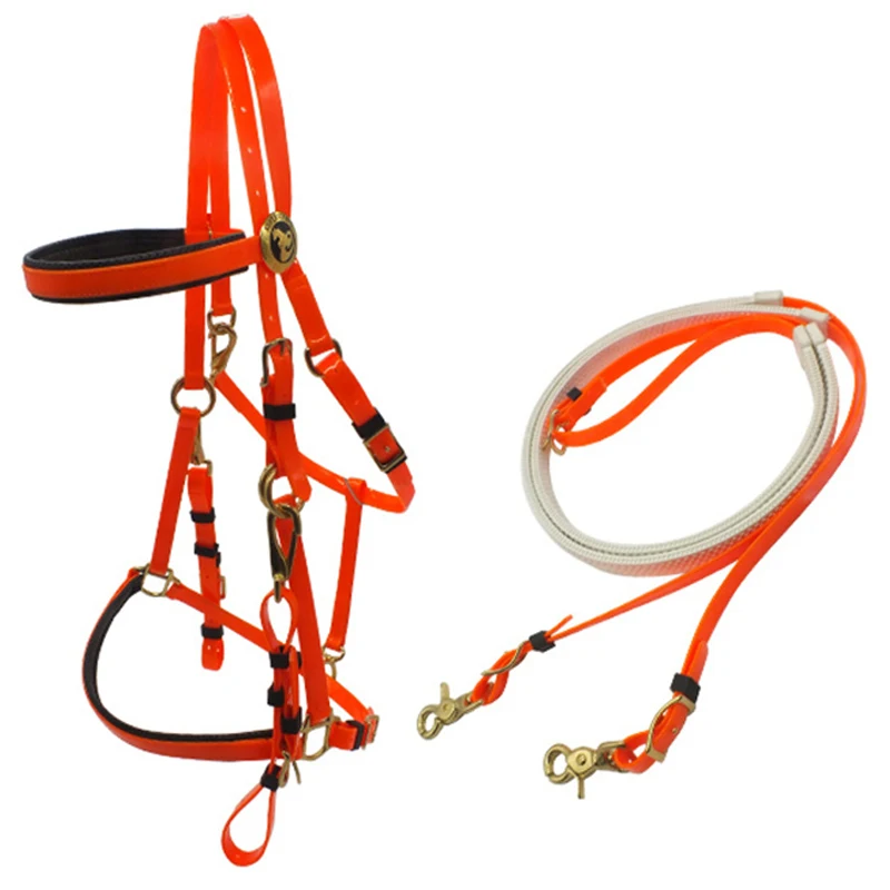 Horse-Sized Synthetic Saddle Bridle with Brass Hardware Durable Nylon and PVC Leather Horse Halter PP Material