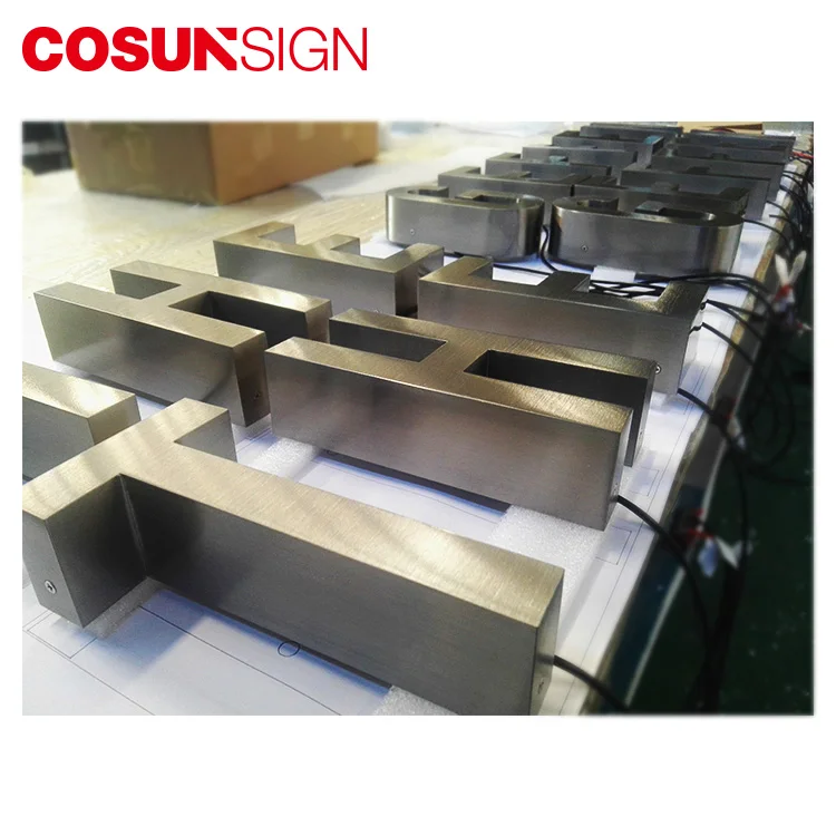 waterproof channel brushed backlit metal led letter light sign