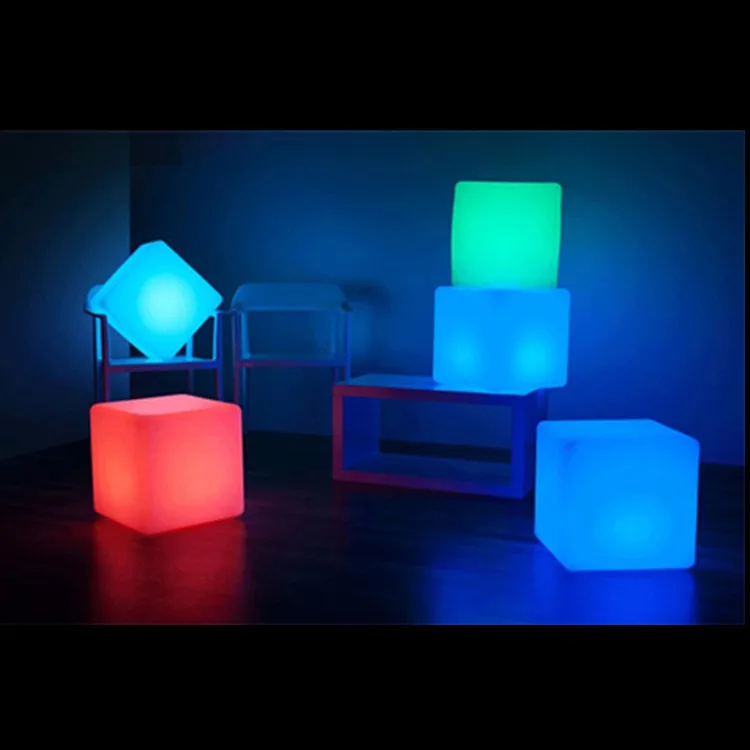 Shenshar LED Lighting Event Bar Furniture LED Cube Seat Party Luminous Outdoor Furniture Cube Stool Table