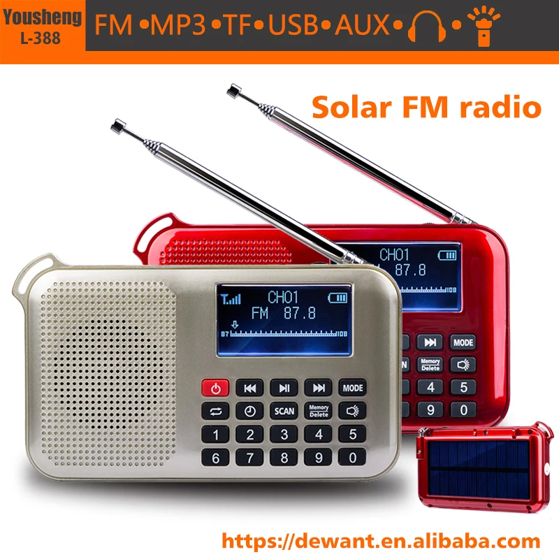 L-388 портативное солнечное радио и mp3 плеер, FM радио Панель солнечных батарей